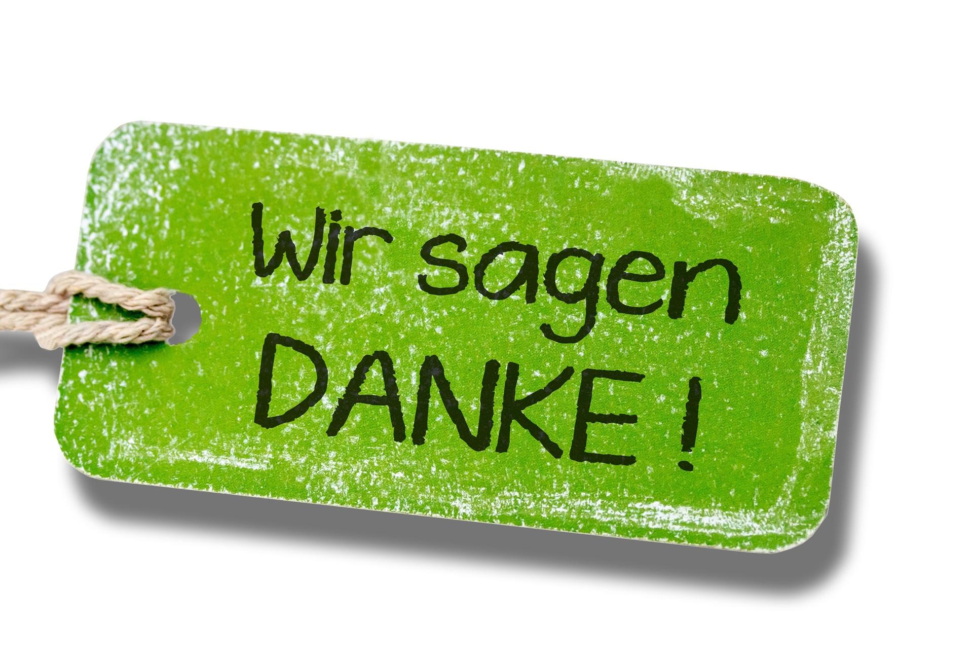 Dankesbotschaft auf grünem Schild | E Liquid